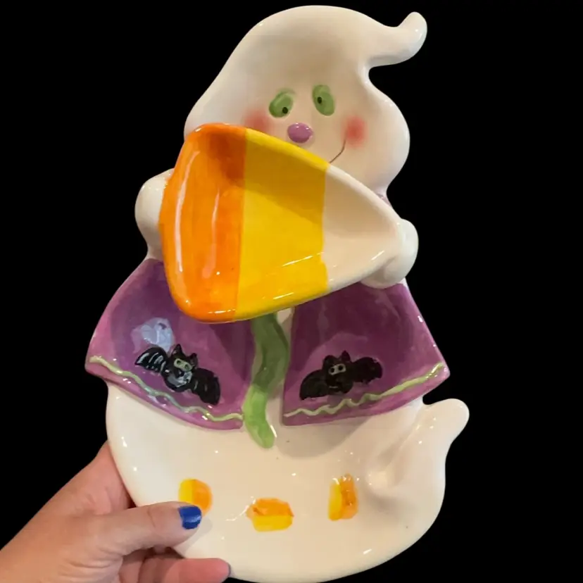 Vintage Ghostie Chip Bowl Holding Candy Corn Dip Holder *small Chip As Shown