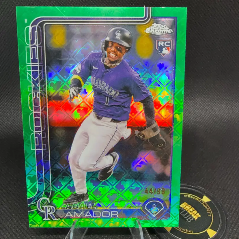 Adael Amador 2025 Topps Chrome Logofractor Green /99 RC Colorado Rockies