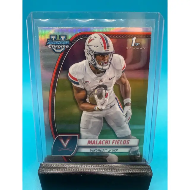 Malachi Fields 1st Bowman Chrome U Refractor Notre Dame Fighting Irish & New York Giants