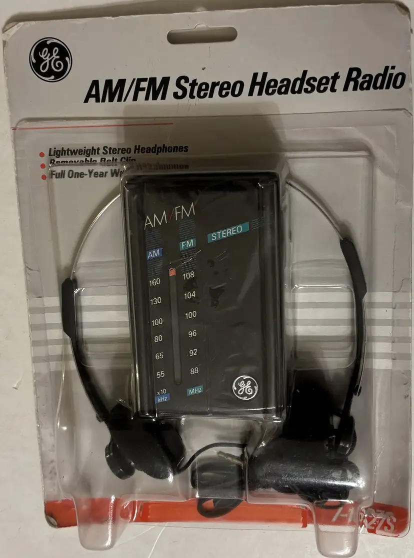 Vintage 90s GE AM/FM Stereo Headset Radio Black Open Box