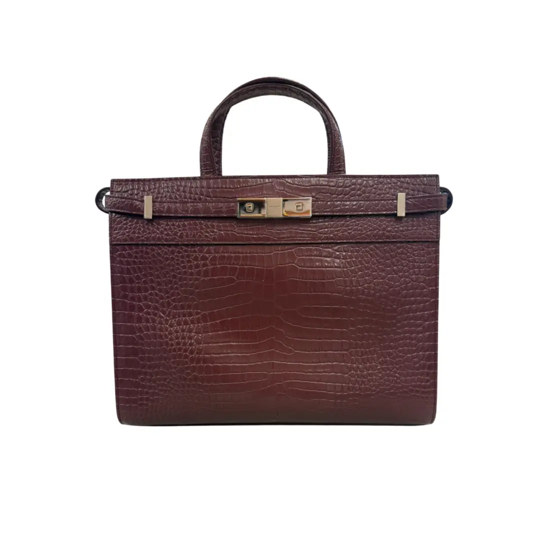 Saint Laurent Crocodile Embossed Manhattan Tote