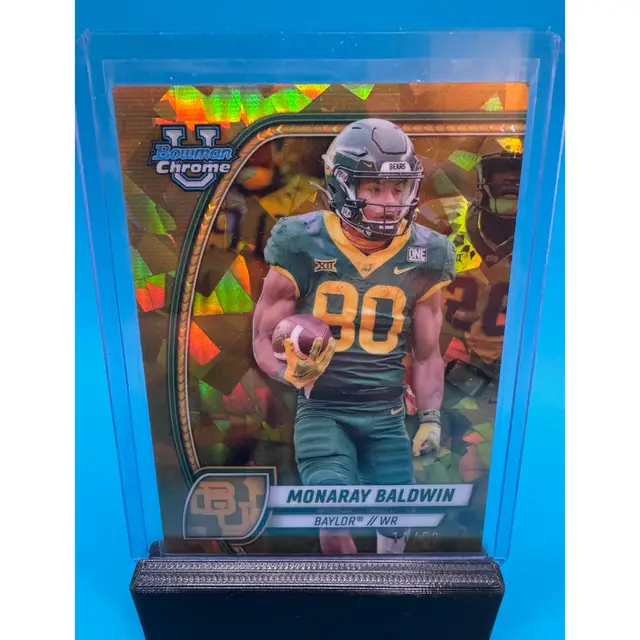 Monaray Baldwin Bowman Chrome U Sapphire Gold Refractor /50 Baylor Bears and Miami Dolphins