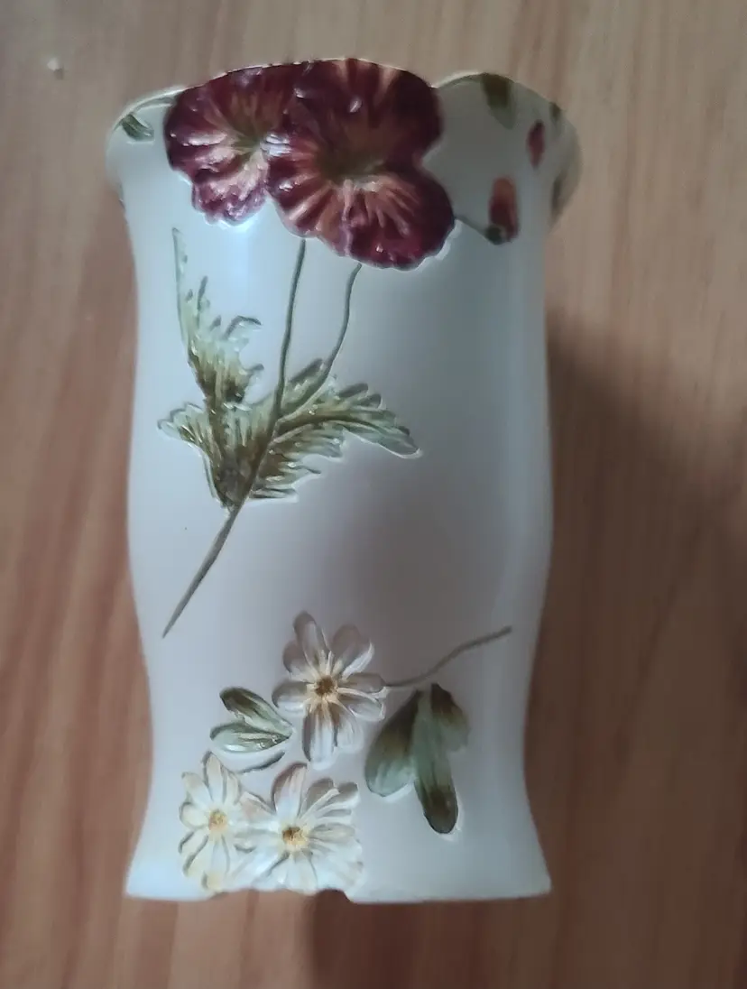Butter Yellow Carved Floral Vase
