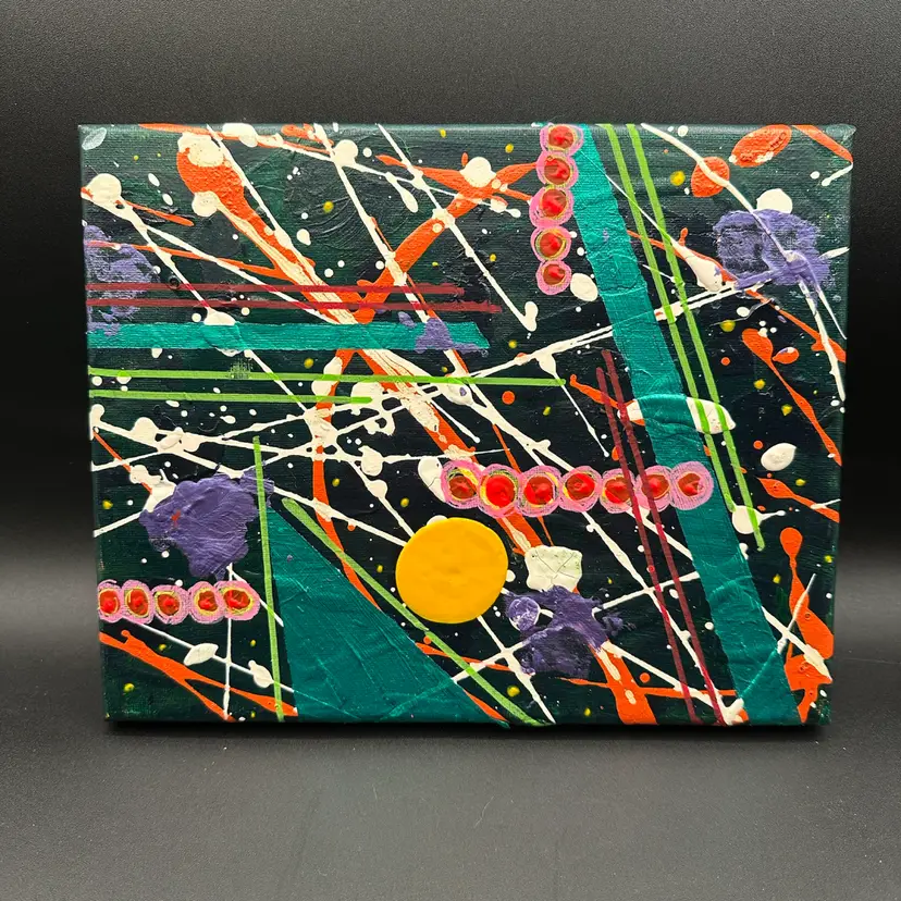 “Egging Me On” Abstract Acrylic Painting, Signed By Amanda Montague, 8”W 10”H Made By Me