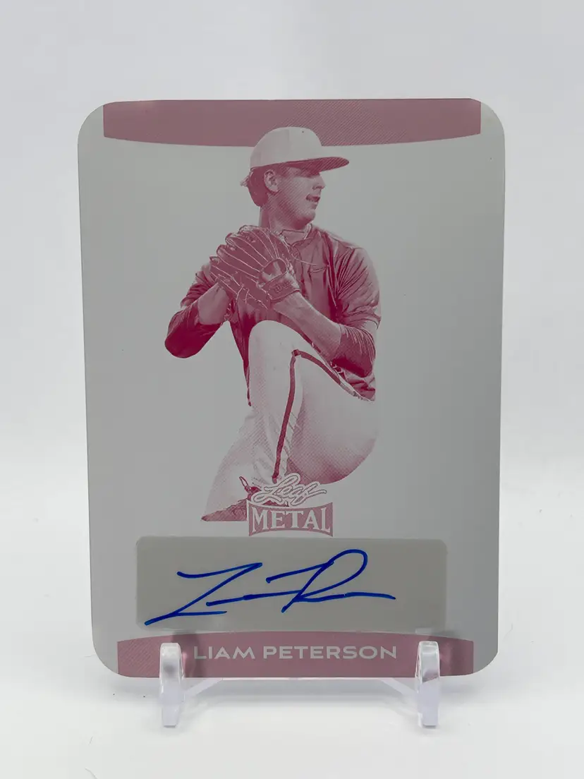 Liam Peterson - 2025 Leaf Metal Magenta Printing Plate 1/1 Auto - Cleveland Guardians 1st round pick (19th overall)