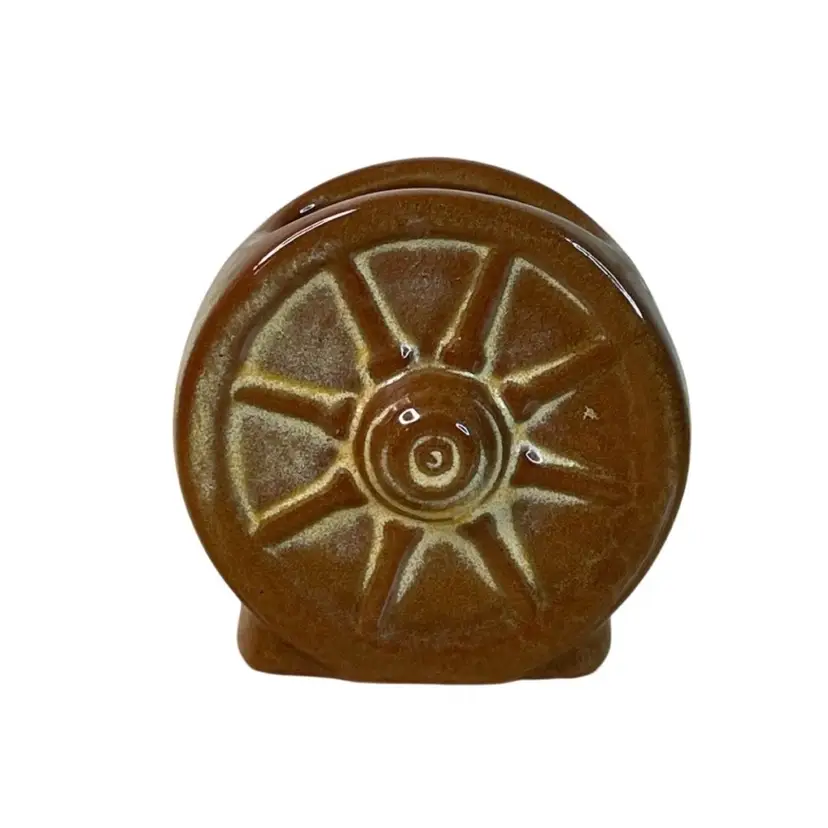 Frankoma Pottery #510 Wagon Wheel Toothpick Match Holder VTG Miniature Planter
