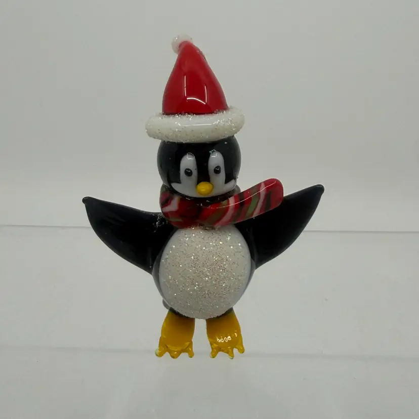 Vtg Pier 1 Imports Jingles Glass Art Penguin Christmas Figurine 2.75”