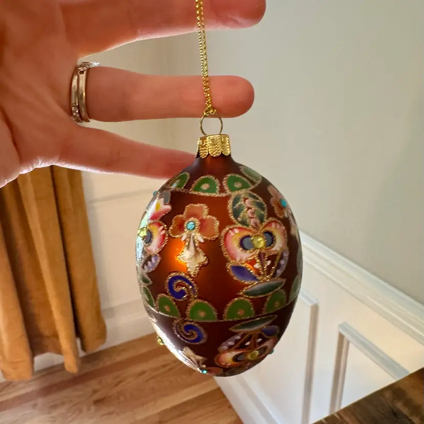 🎀 Russian Faberge Style Blown Glass Ornament