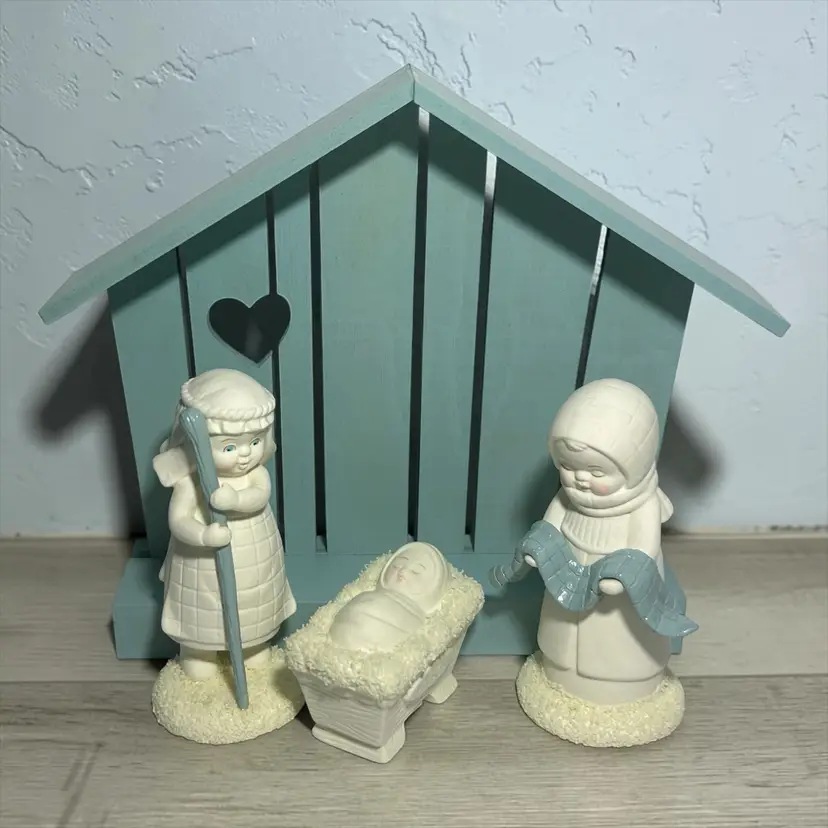 Department 56 Snowbabies Peace Nativity Set 4 Jesus Christmas Porcelain 7" W/Box