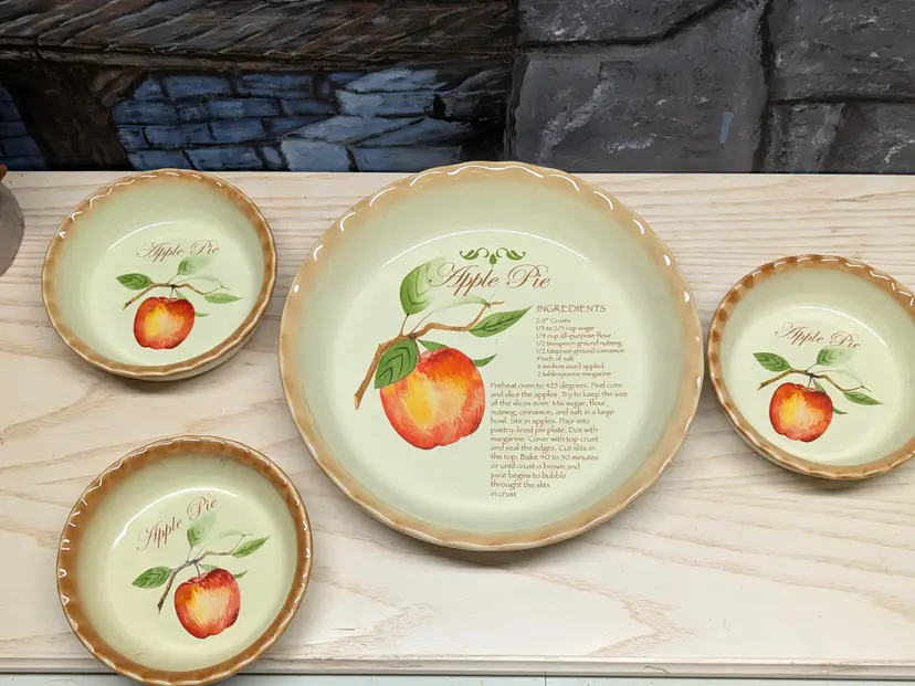 Apple Pie Dish Recipe Nantucket 3 Small pie dishes Retro Cottagecore Grandmacore Thanksgiving Holiday Gift fall