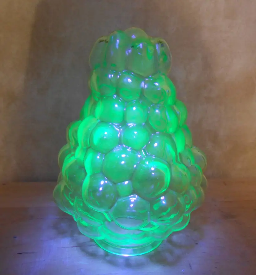 Rare Uranium Vaseline Green Depression Glass Lamp Shade Grape Cluster Globe
