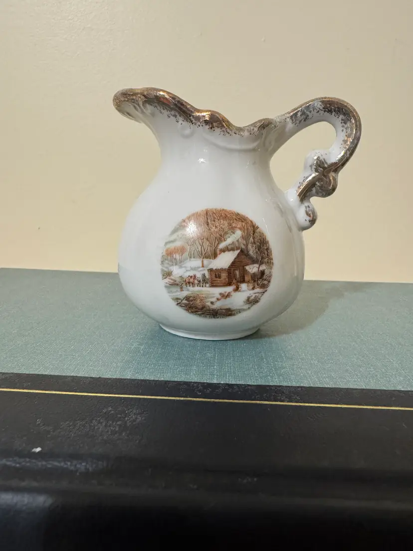 Currier & Ives Miniature Cream Pitcher