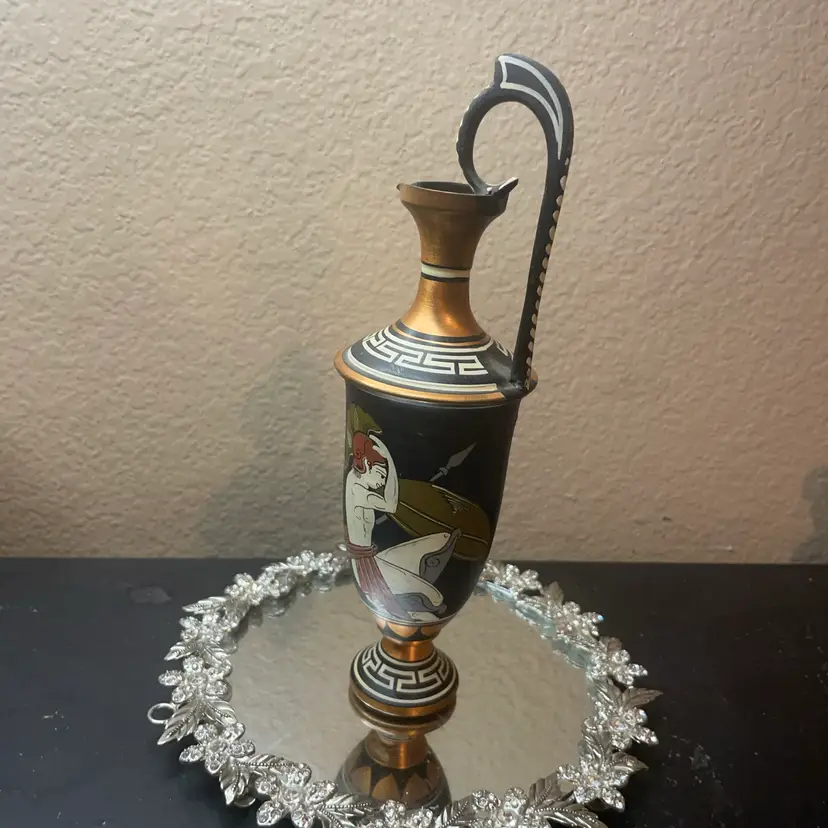 Hand painted Copper 9” Pitcher Made In Greece