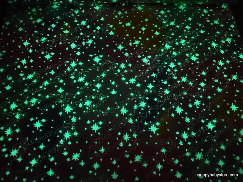 Pastel Stars Glow in the Dark Flannel Fabric Remnant - 100% Cotton - Choose Size - Soft Craft & Quilting Fabric
