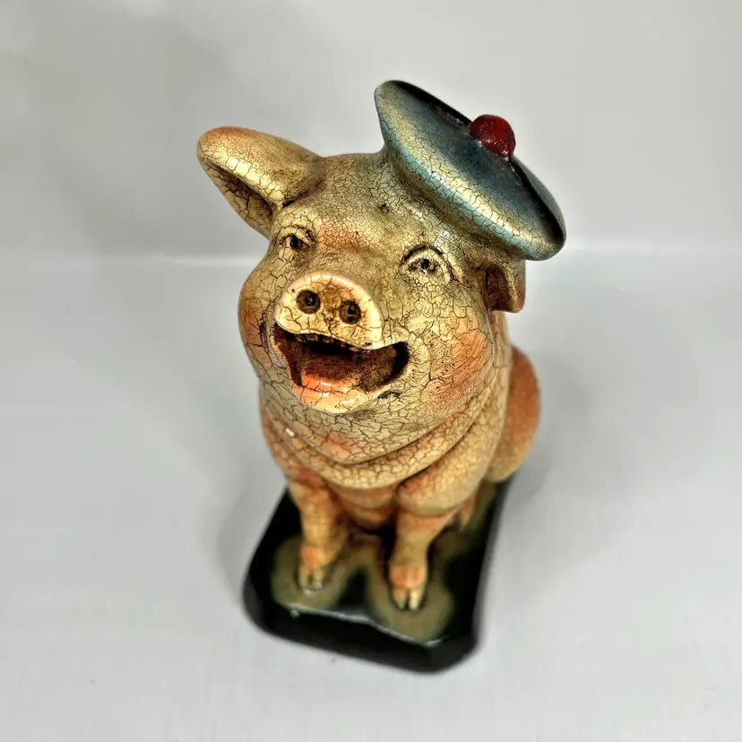 Noontidings Vintage Chalkware Pig Bank Made USA Farmhouse Country Novelty