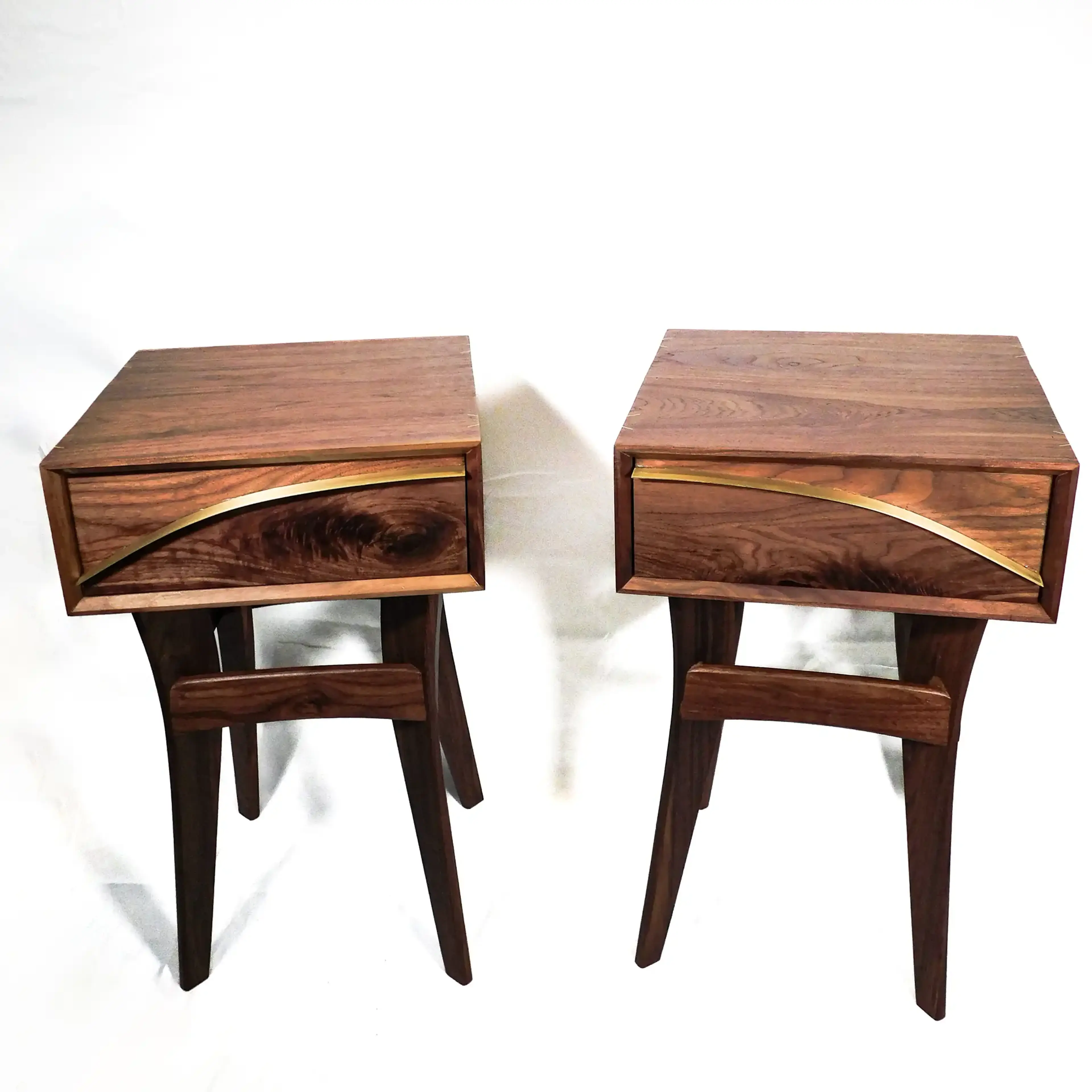 Etoiles Du Soir - Handmade Walnut and Brass Nightstand Set