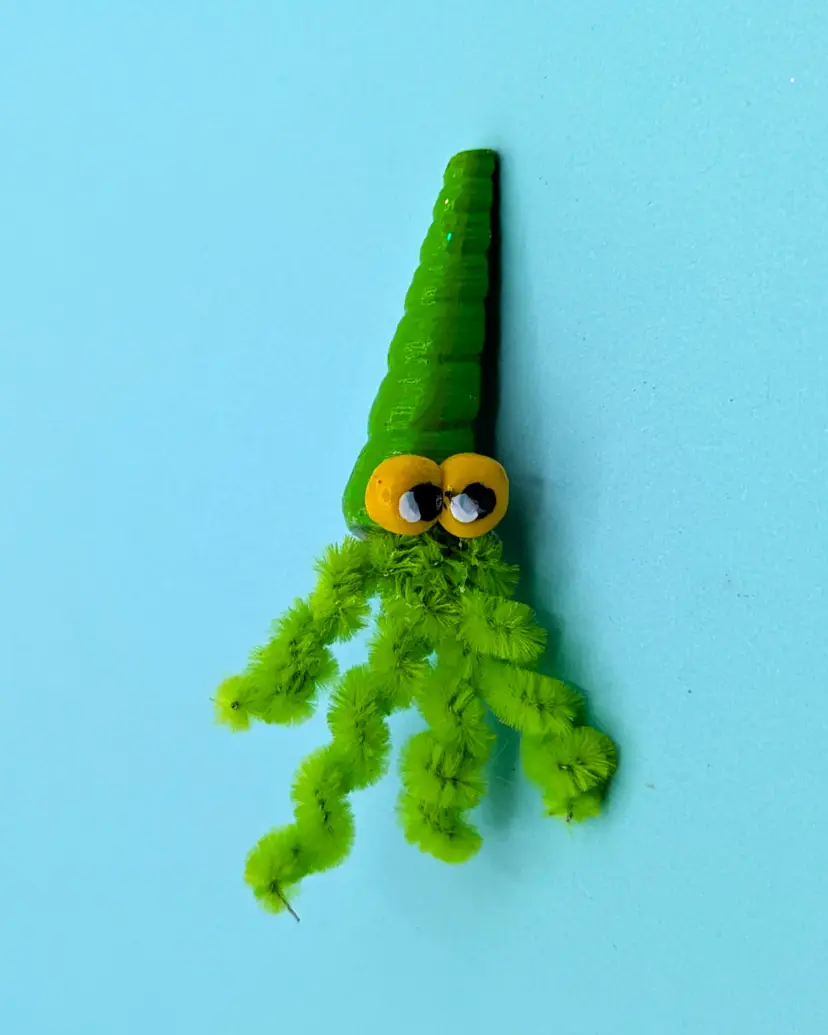 Neon Green Squid Pin with Green Shell
