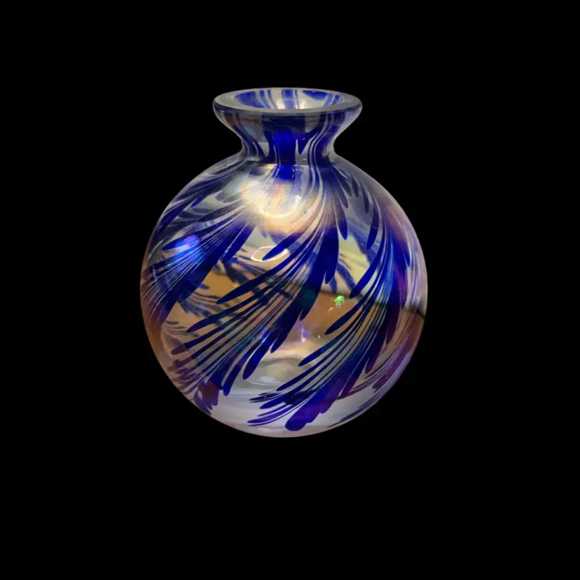 02. Art Glass Perfume Bottle: Blue Swirl Design