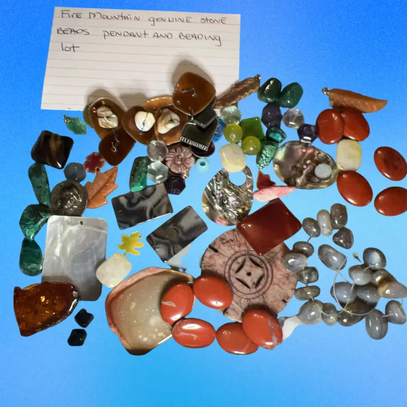 Fire Mountain Genuine Stone Beads, Mother Of Pearl, And Copper With Enamel Pieces  Real Semi Precious Gemstones Website Prices Pictured