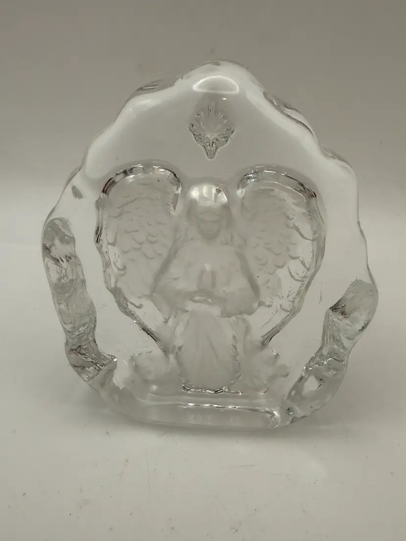 Vintage Lead Crystal Intaglio Etched Angel Collectable