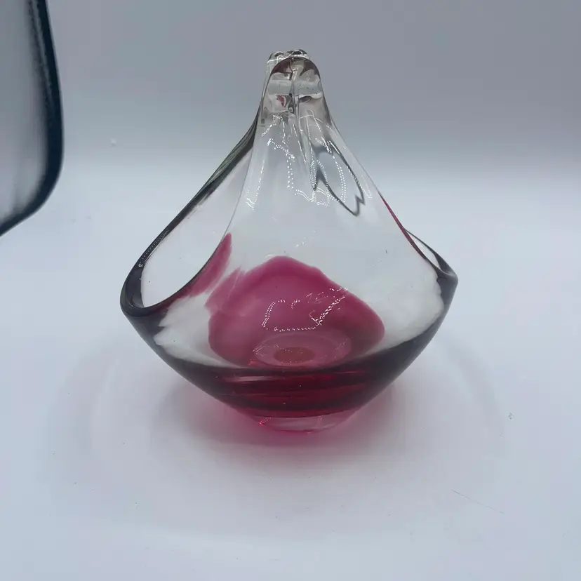 13-art Glass Basket Made In Italy Salviati Ec. 6”
