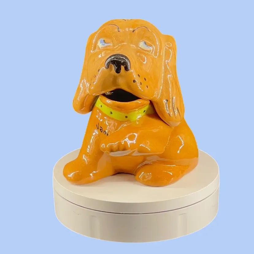 #416- Vintage Jam Jar Hound Dog Puppy 2-Piece Condiment Server Decor Collectible