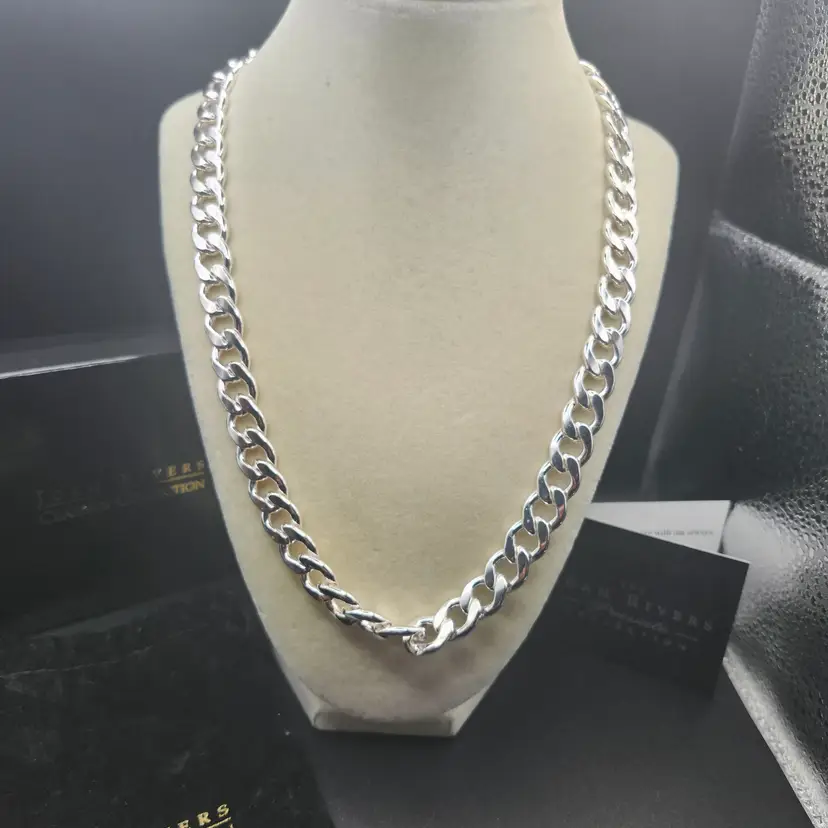 Joan Rivers Classics Collection Bold Silvertone Curb Chain Necklace NOS