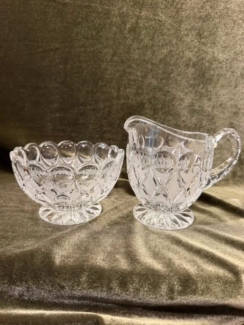 Vintage Nachtmann Anglia Lead Crystal Creamer, Sugar Bowl & Tray Set – West Germany