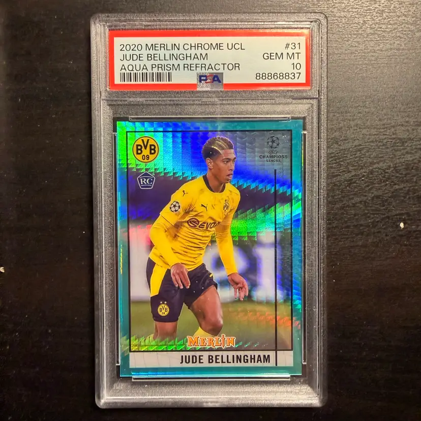 Jude Bellingham 2020 Topps Merlin Chrome UCL Rookie Aqua Prism Refractor