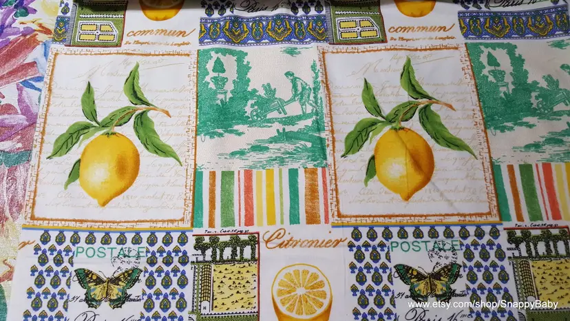 Vintage Lemon Patch Flannel Fabric Remnant - 100% Cotton - Choose Size - Soft Craft & Quilting Fabric