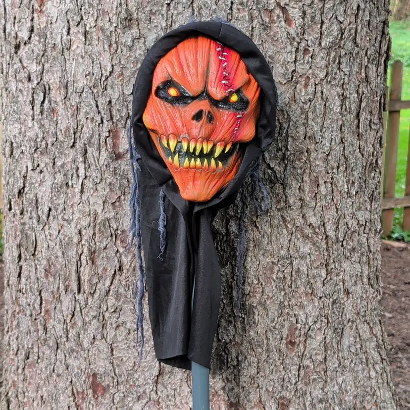 Forum Novelties Hooded Halloween Skull Monster Pumpkin Jack O' Lantern Mask