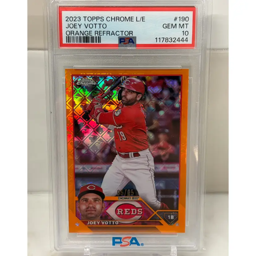 2023 Topps Chrome Logofractor Joey Votto Orange Refractor /25 PSA 10 Cincinnati Reds