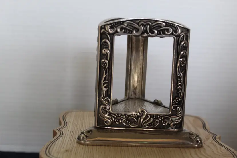 Vintage 1991 Godinger Silver Plate 3 Photo Frame Desk Pen/Pencil Holder