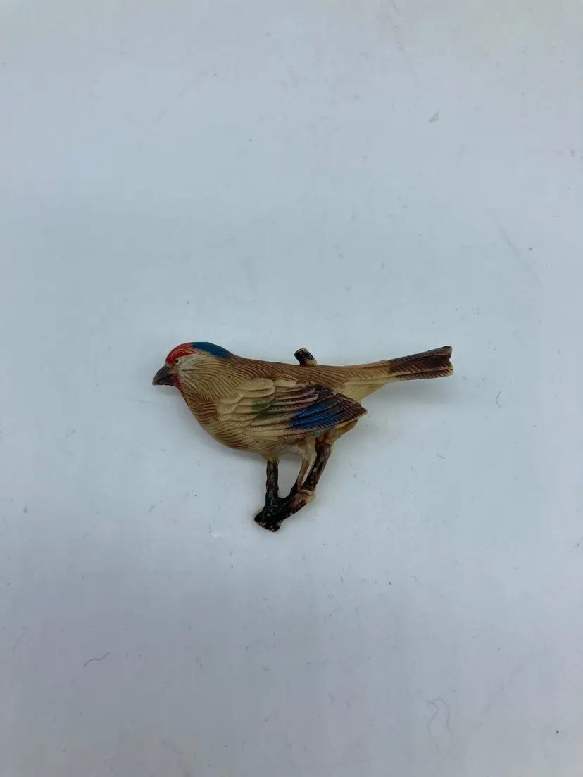 Celluloid Cockatiel Bird Pin. Occupied Japan Jewelry. Cockatiel Pinback. Bird Lovers Gift. 1950s Vintage Jewelry