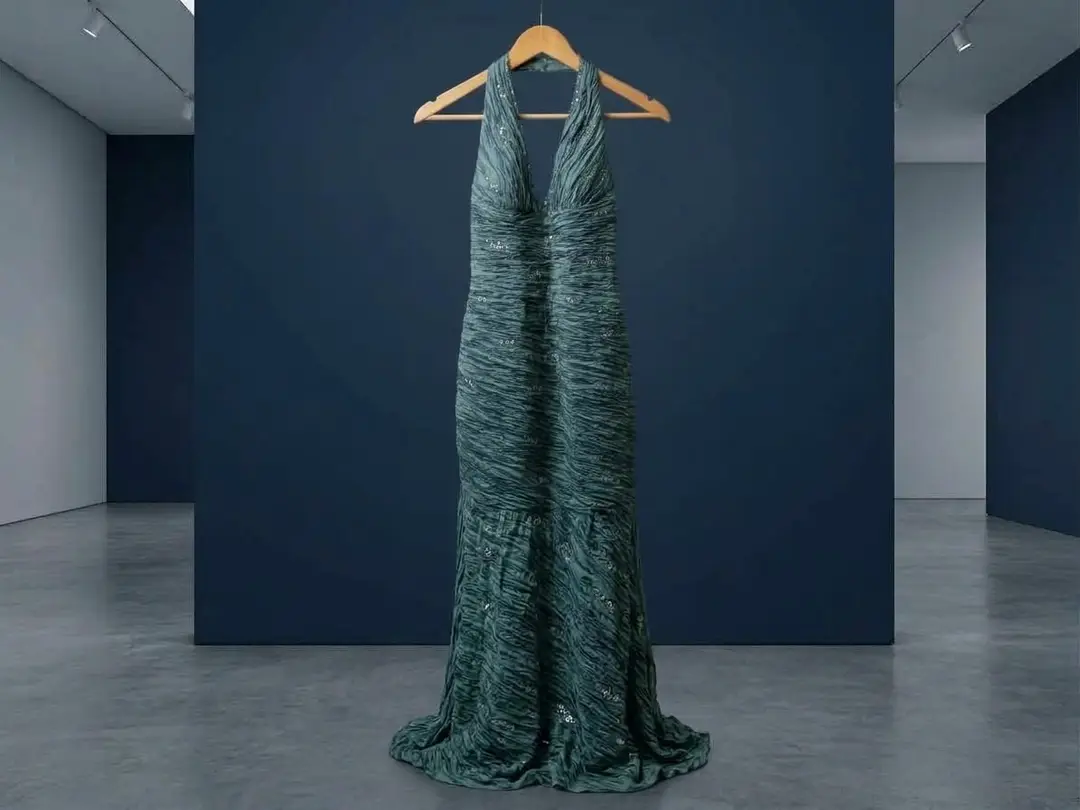 Elegant Teal Ruched Evening Gown