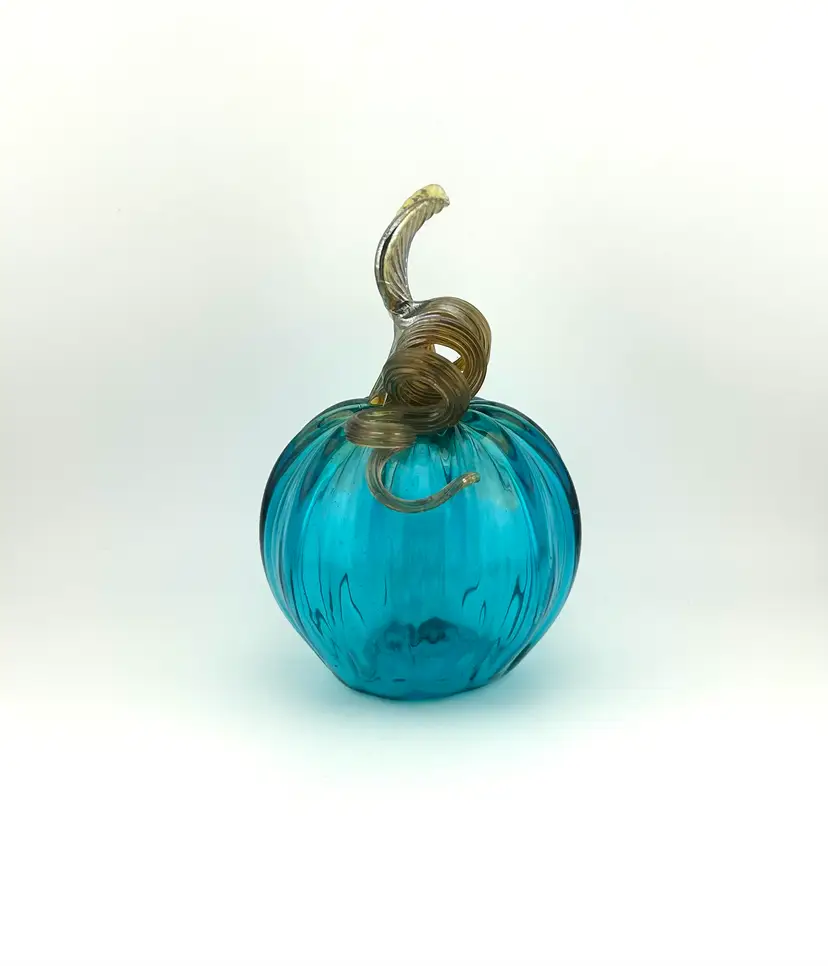 2001 Steven Lundberg Blown Glass Pumpkin 3.5”x 6”