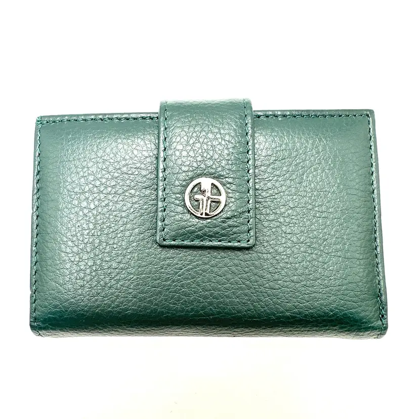 Giani Bernini Green Wallet Kiss Lock Silver Tone Trim 5.5 X 3.5 X 1.25”