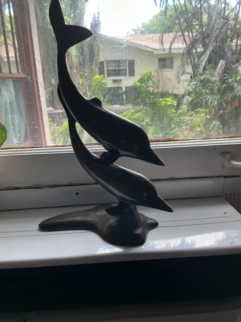Vintage SPI San Pacific International Brass Leaping Dolphins Sculpture on Wave Base – Nautical Coastal Decor