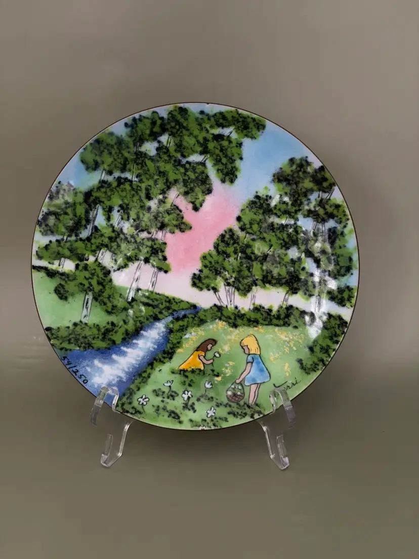 Vintage Terri Ouellette Enamel on Copper Plate – Limited Edition 54/250