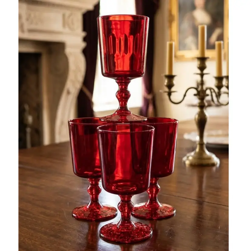 30.Vintage Amberina Goblet Set Of 4