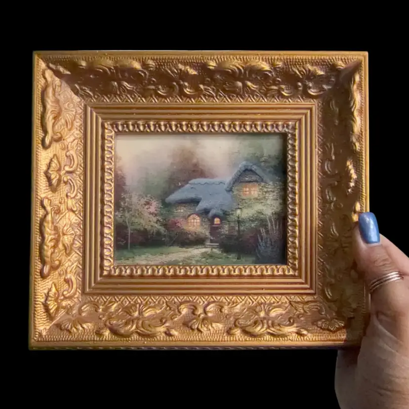 Thomas Kinkade Heather’s Hutch Print Framed Ornate Gold
