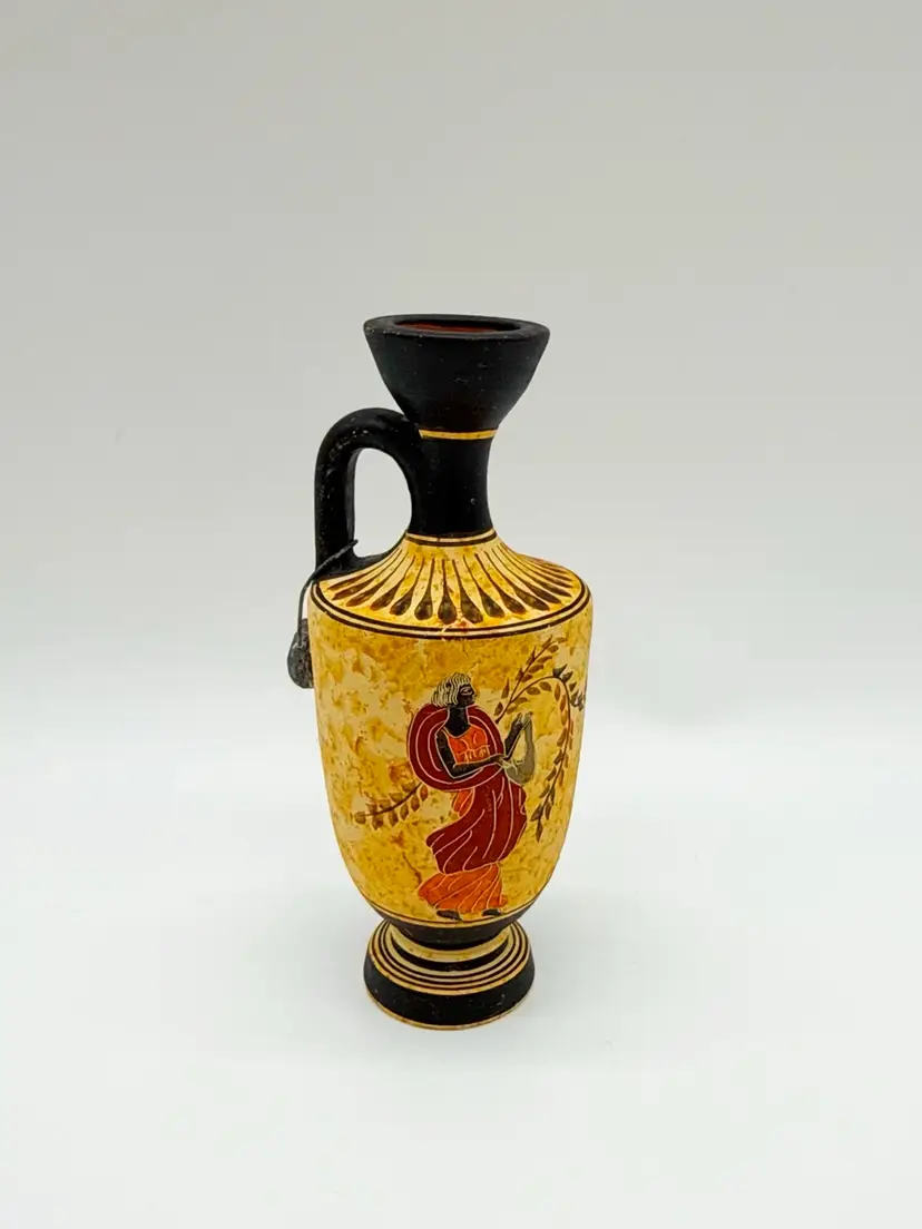 Greek Lekythos Replica Ceramic Handled Oil Flask God Goddess Vase