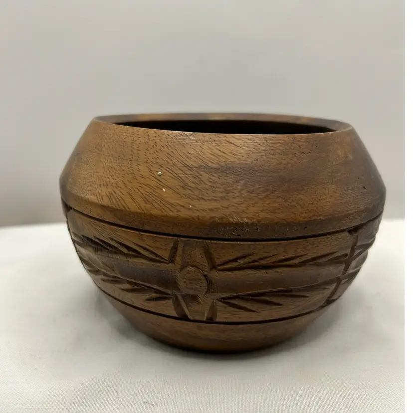 VTG hand Carved wooden Tiki Bowl
