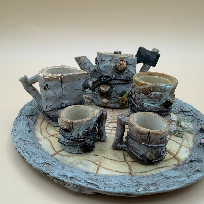Rustic Tea Set Resin