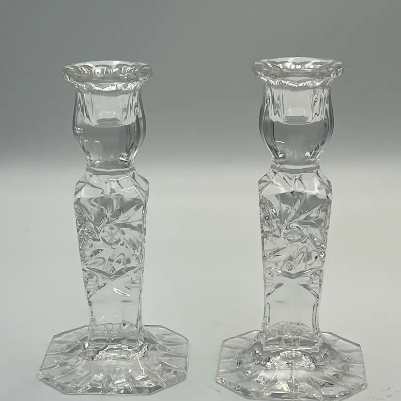 (2) Crystal Candlestick Holders