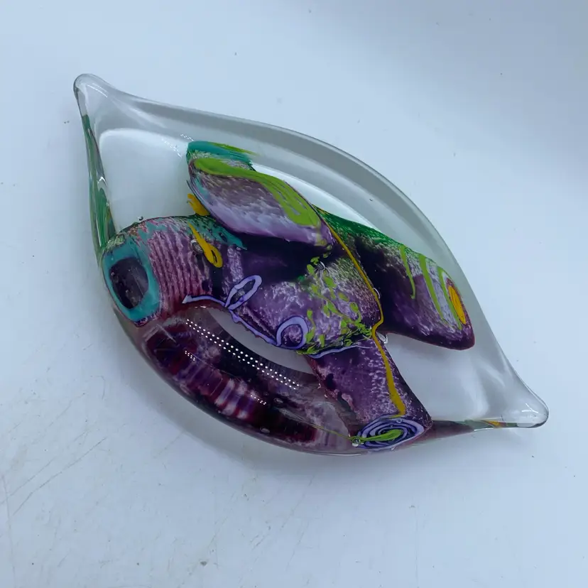 #0058 A signed 1996 studio art glass sculpture with multicolored cane work.