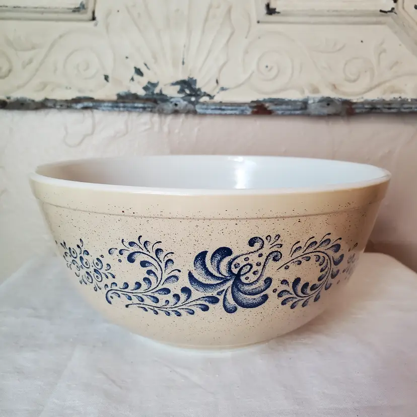 Pyrex Homestead Nesting Mixing Bowl Blue Tan