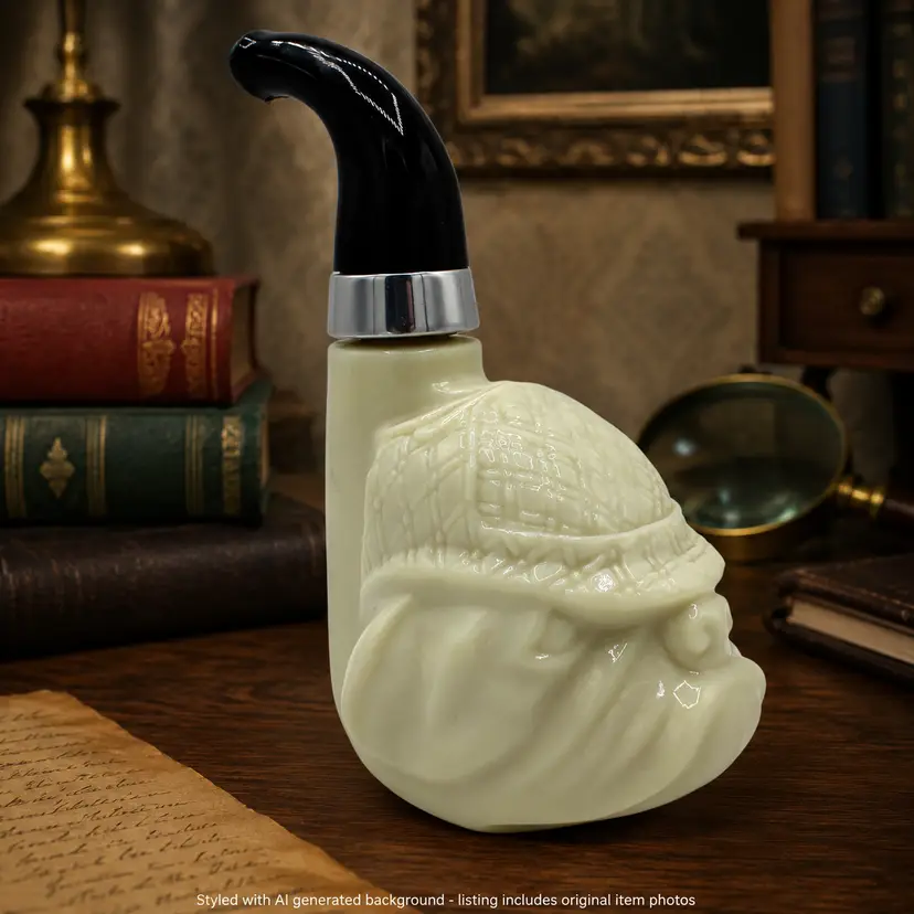 Vintage Avon Bulldog Pipe Bottle Aftershave Sherlock Holmes Style Vanity Decor