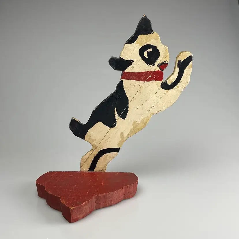 Jumping Dog 1930s 1940s Wooden American Folk Art Shelf Sculpture Primitive Farmhouse Vintage 8.25”