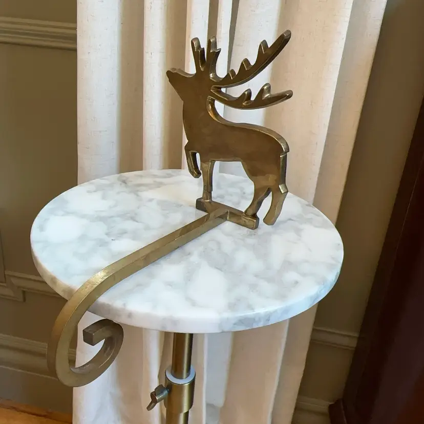 🔔 Solid Brass Deer Stocking Hanger 6”x8”